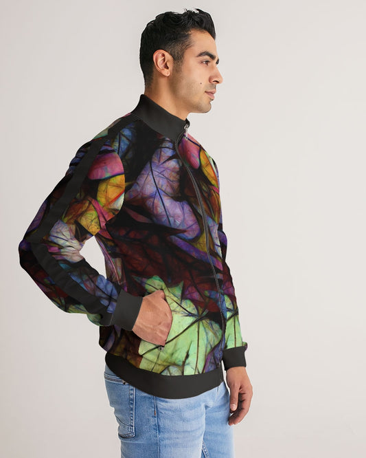 Fall Leaves Abstract Men's Stripe-Sleeve Track Jacket