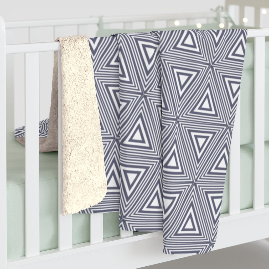 Gray Triangles Sherpa Fleece Blanket
