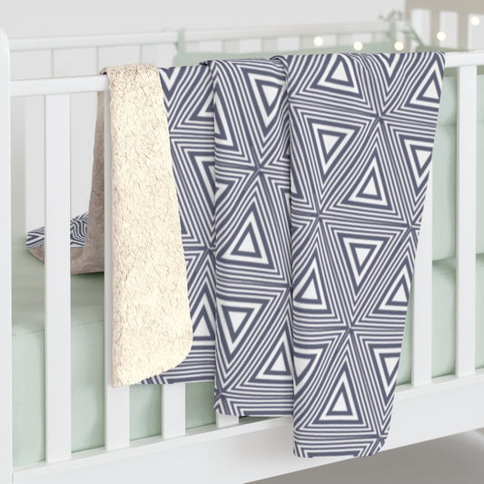 Gray Triangles Sherpa Fleece Blanket