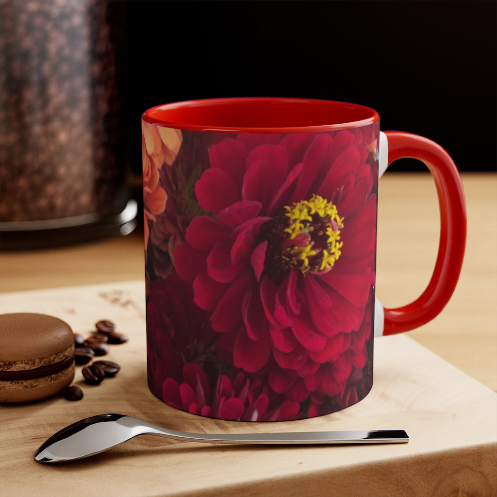Peach and Pink Zinnias Accent Mug
