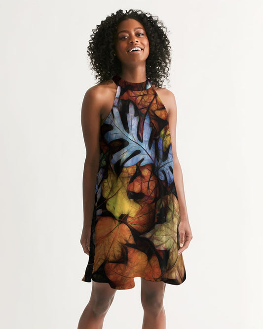 Mid October Leaves Women's Halter Dress