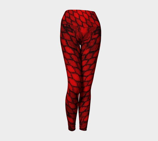 Red Dragon Scales Yoga Leggings