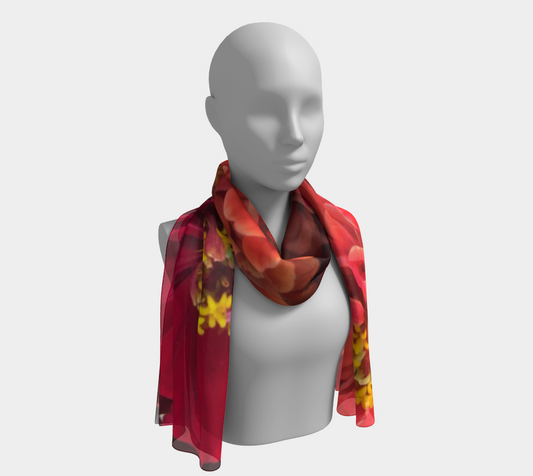 Peach and Pink Zinnias Long Scarf