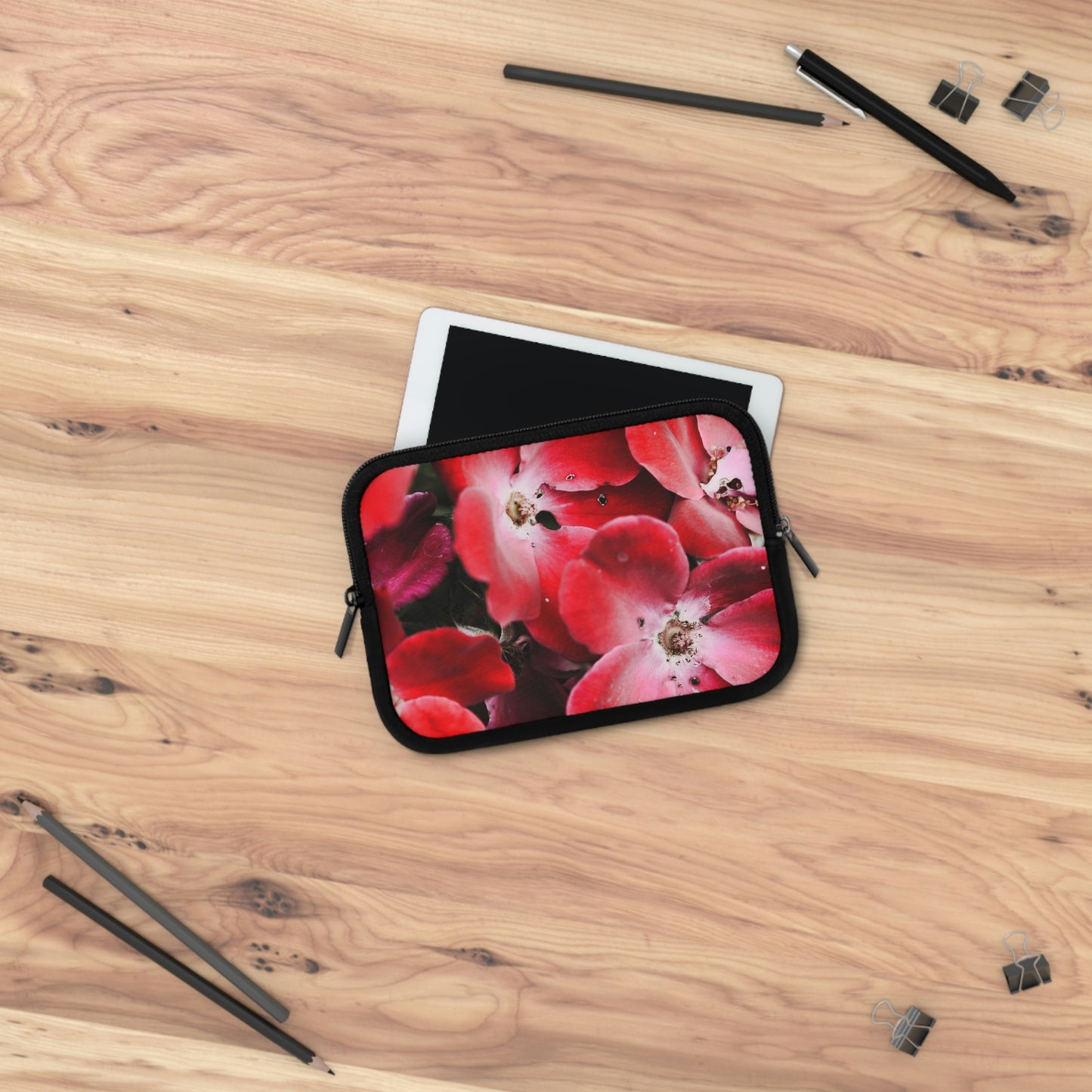 Bright Red Flowers Laptop Sleeve