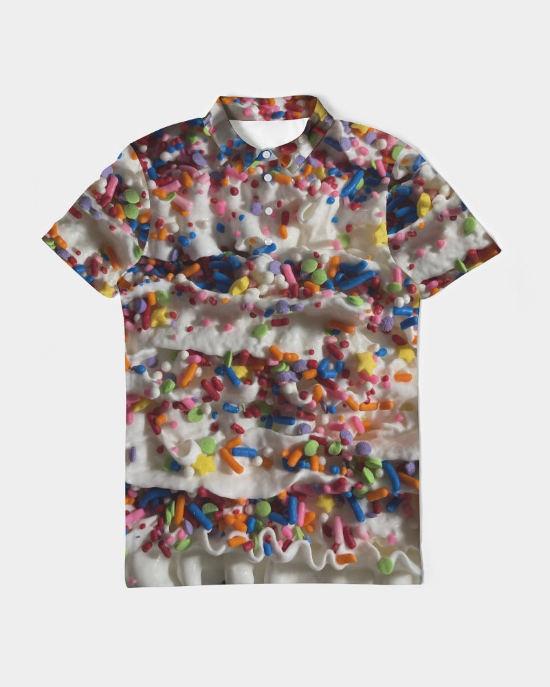 Rainbow Sprinkles On Whipped Cream Men's Slim Fit Short Sleeve Polo