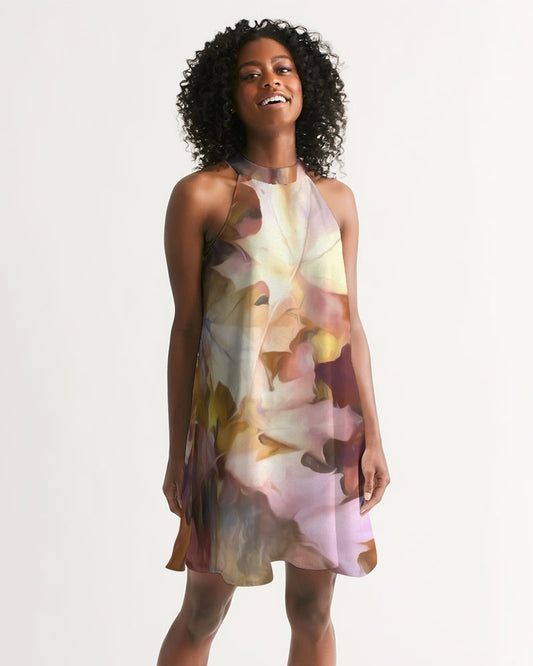 Fall Leaves Bright Women's Halter Dress