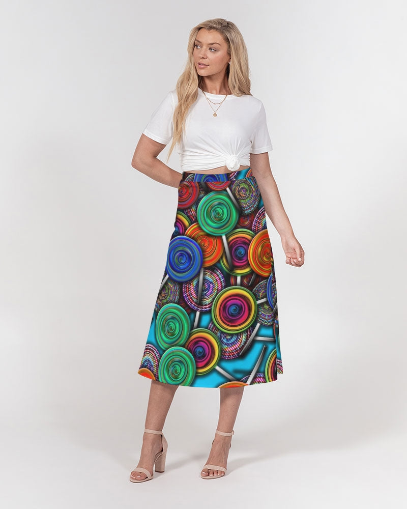 Colorful Lollipops Women's A-Line Midi Skirt