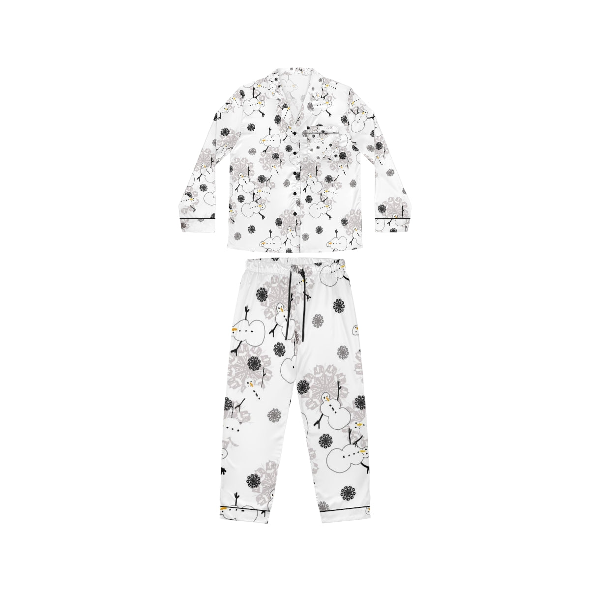 Snowman Pattern Women's Satin Pajamas (AOP)
