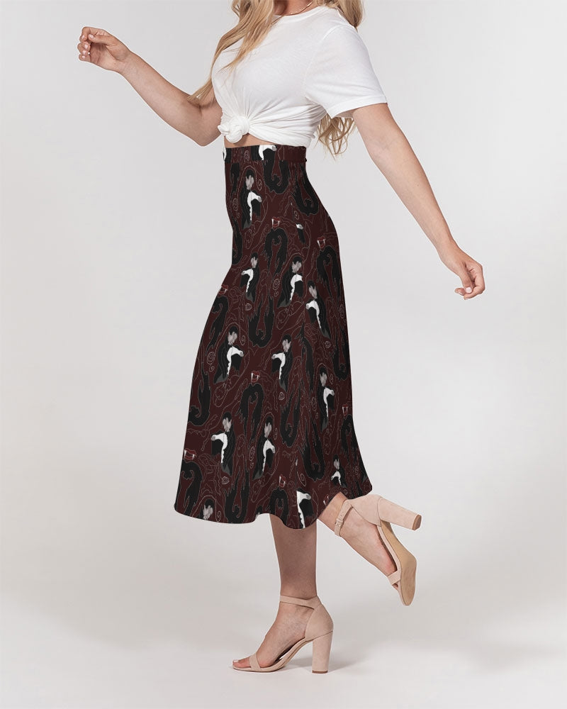 Vampire Pattern Women's A-Line Midi Skirt
