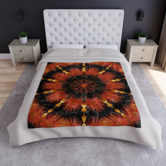 Candle Flower Kaleidoscope Crushed Velvet Blanket