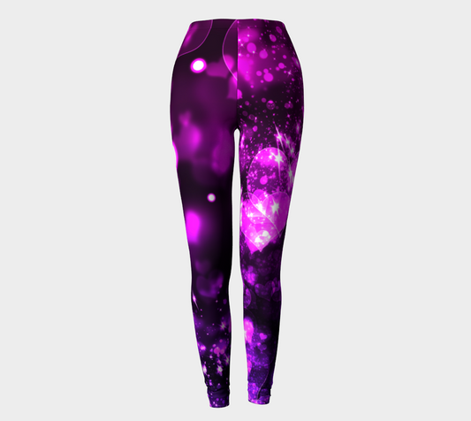Purple Bokeh Hearts Leggings