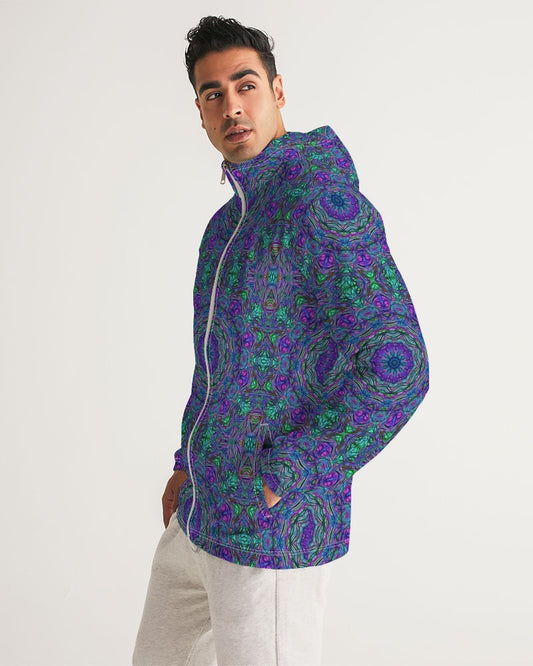 Blue Green Purple Kaleidoscope Men's Windbreaker