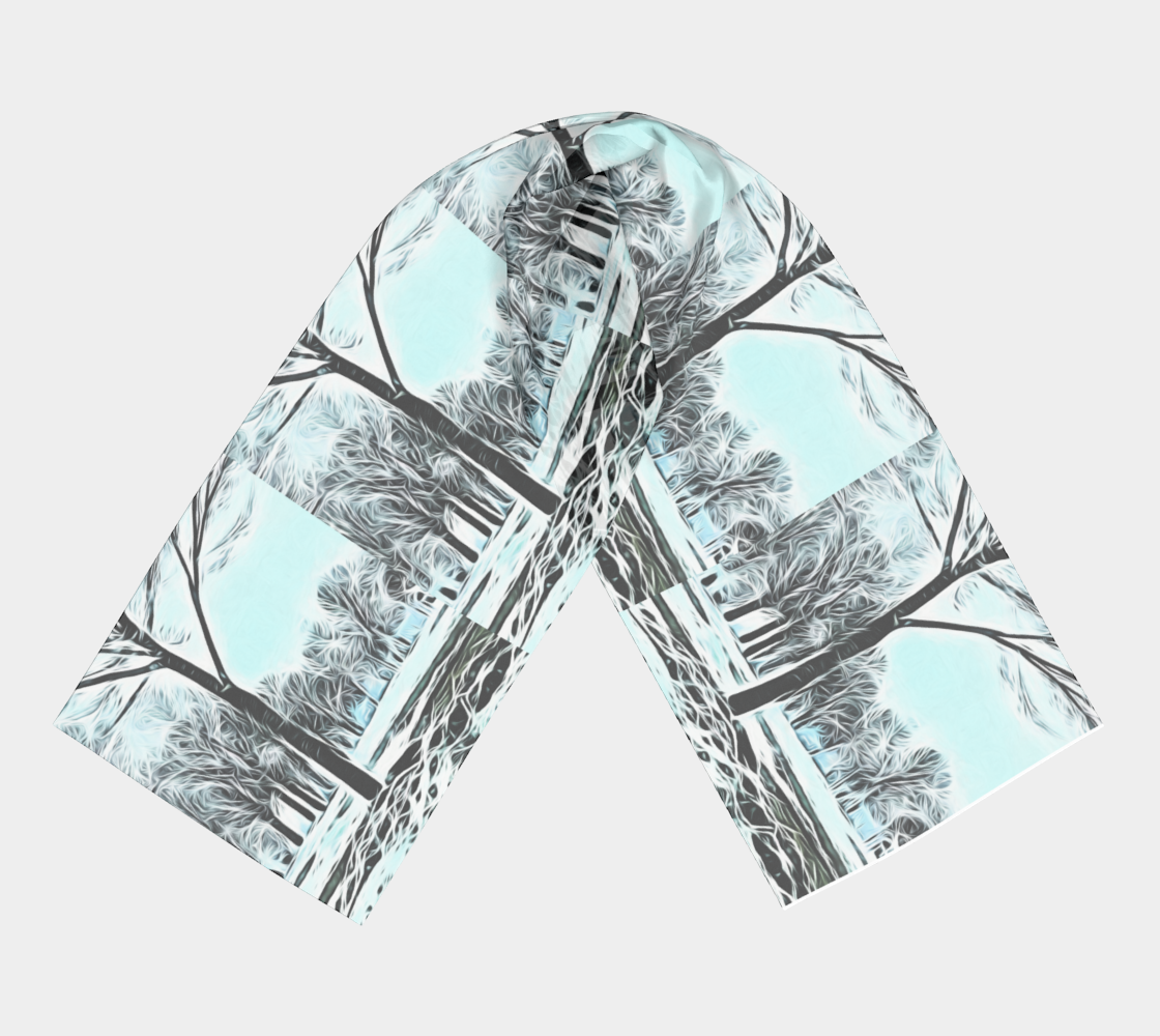Lakefront Winter Landscape Long Scarf