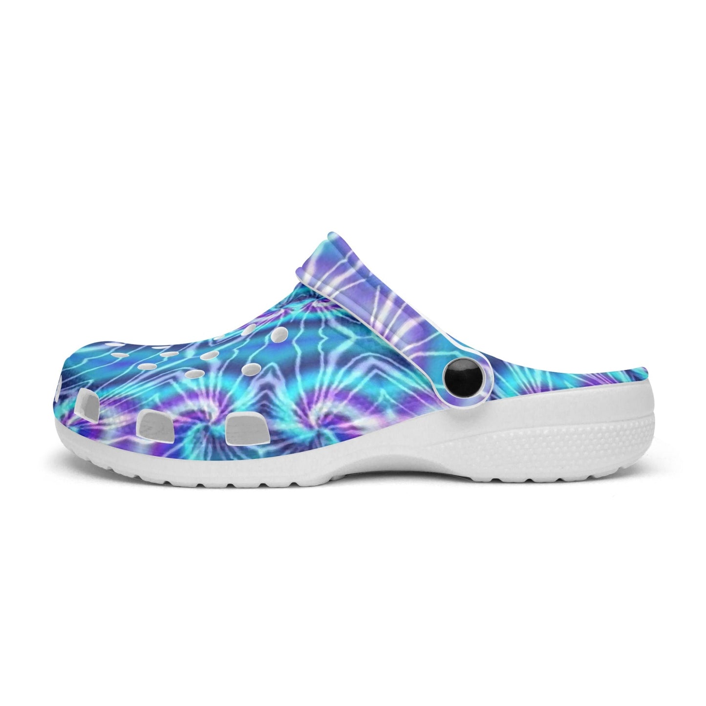 Blue Purple Tie Dye Kaleidoscope 413. All Over Printed Clogs