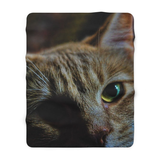 Orange Cat Close Up Sherpa Fleece Blanket