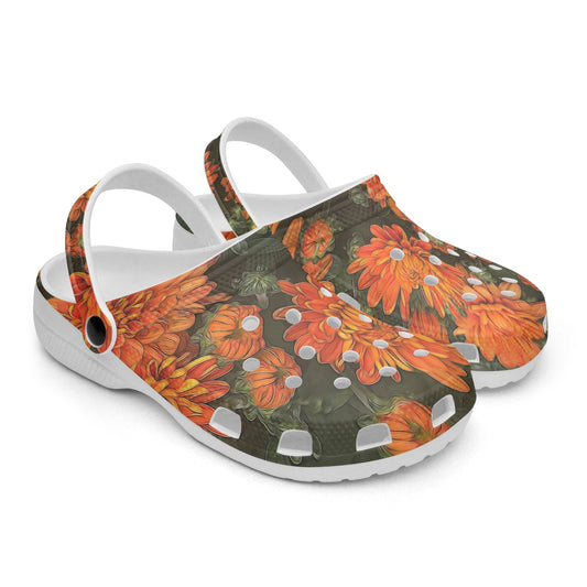 Orange Fall Mums 413. All Over Printed Clogs