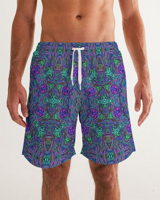 Blue Green Purple Kaleidoscope Men's Swim Trunk