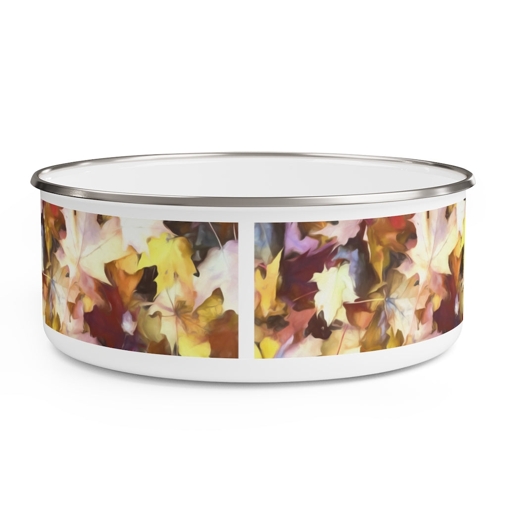 Fall Leaves Bright Enamel Bowl