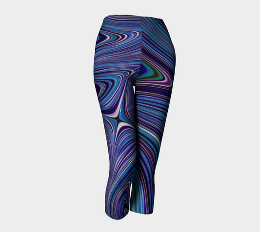 Blue Fractal Swirls Capris