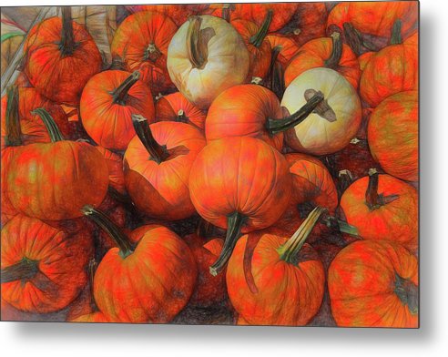 Fall Pumpkin Pile - Metal Print