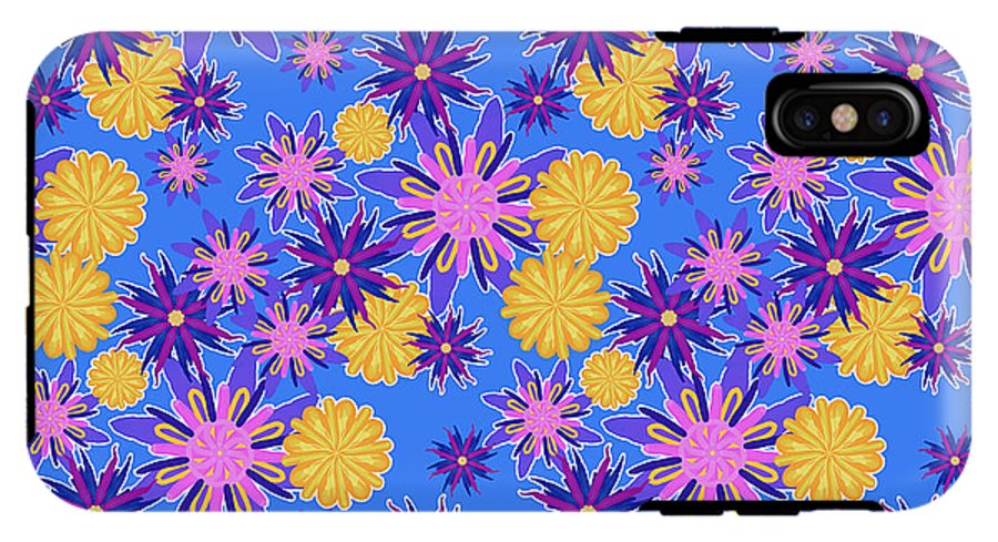 Fanciful Flowers on Powder Blue - Phone Case