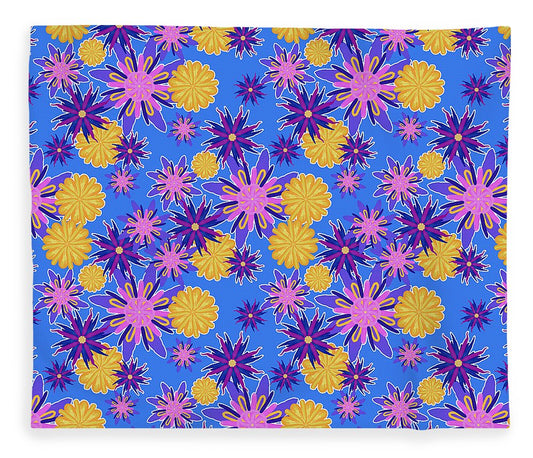 Fanciful Flowers on Powder Blue - Blanket