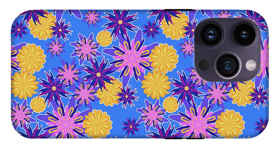Fanciful Flowers on Powder Blue - Phone Case