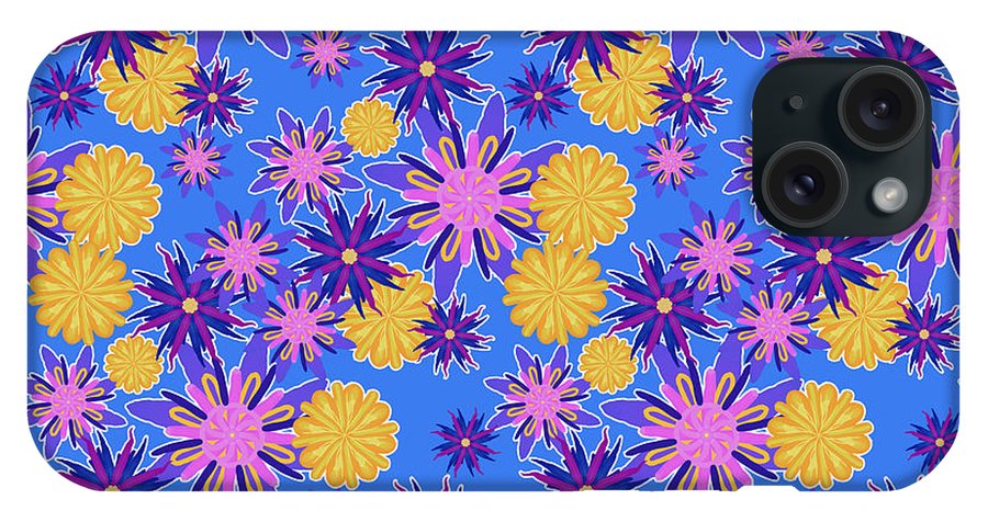Fanciful Flowers on Powder Blue - Phone Case