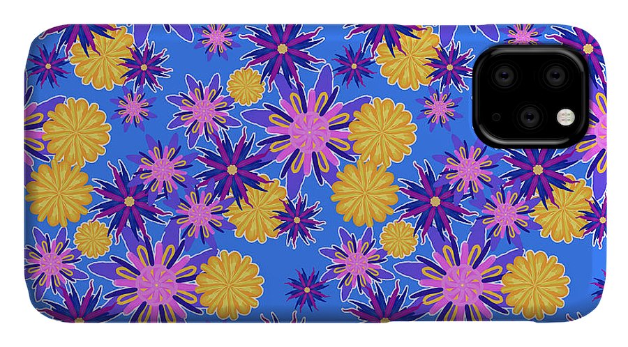 Fanciful Flowers on Powder Blue - Phone Case