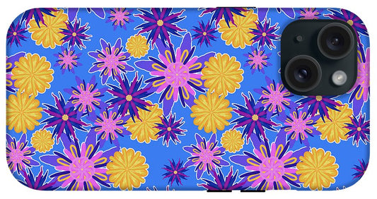 Fanciful Flowers on Powder Blue - Phone Case