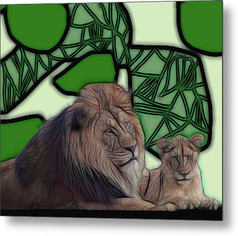 Father Lion - Metal Print