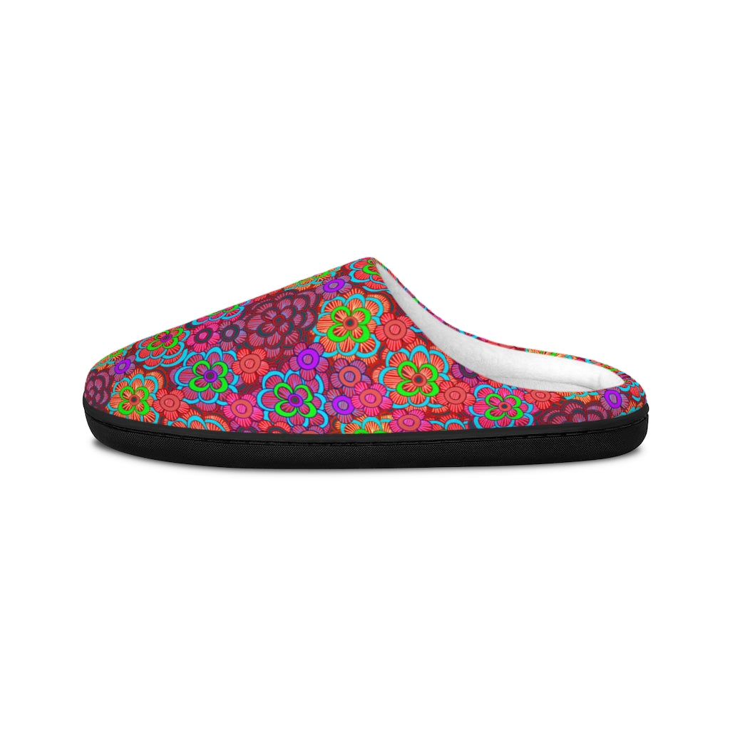 Pink Stripe Flower Pattern Indoor Slippers