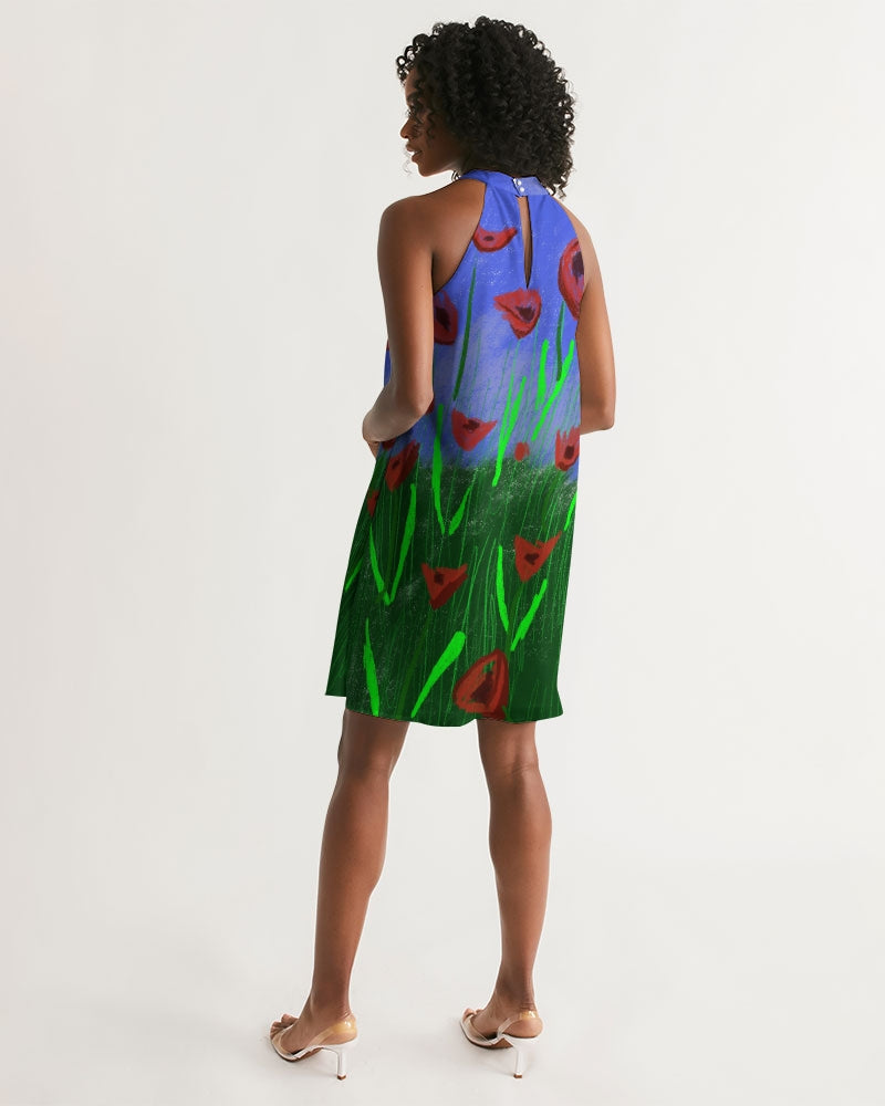 Field Of Poppies Women's Halter Dress