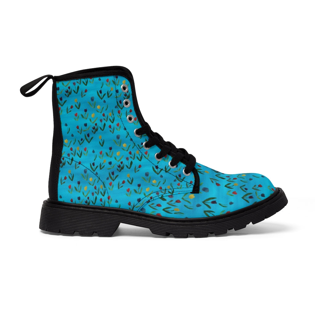Tulips Pattern Women's Canvas Boots