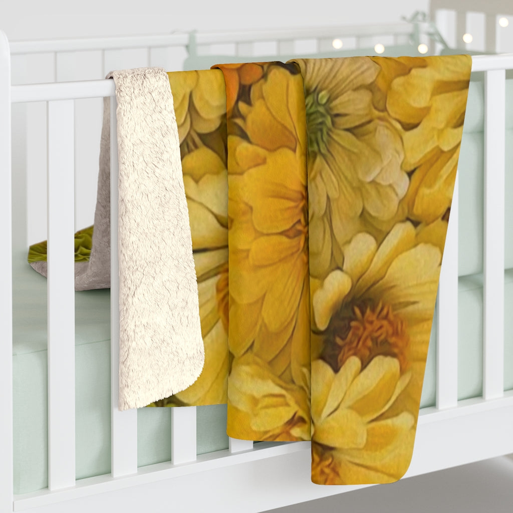 Yellow Zinnias Sherpa Fleece Blanket