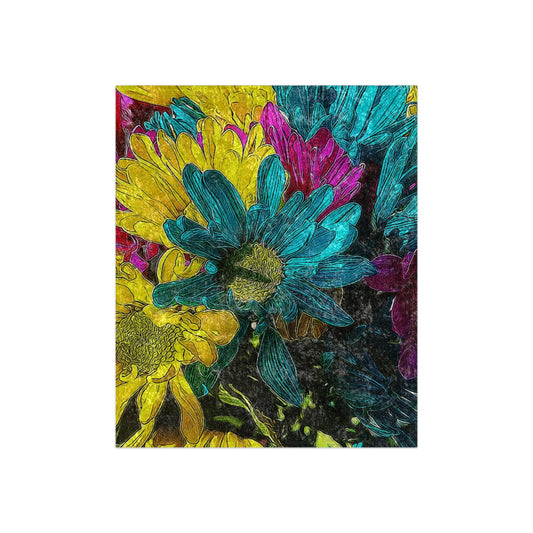 Colorful Daisies Crushed Velvet Blanket