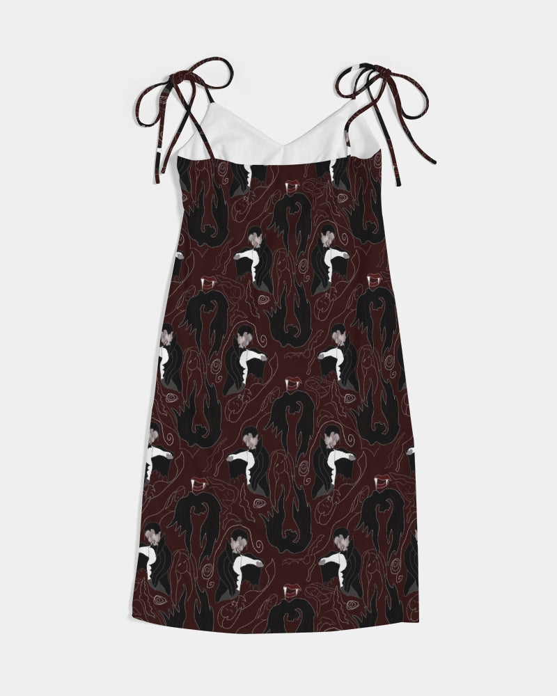 Vampire Pattern Women's Tie Strap Split Dress