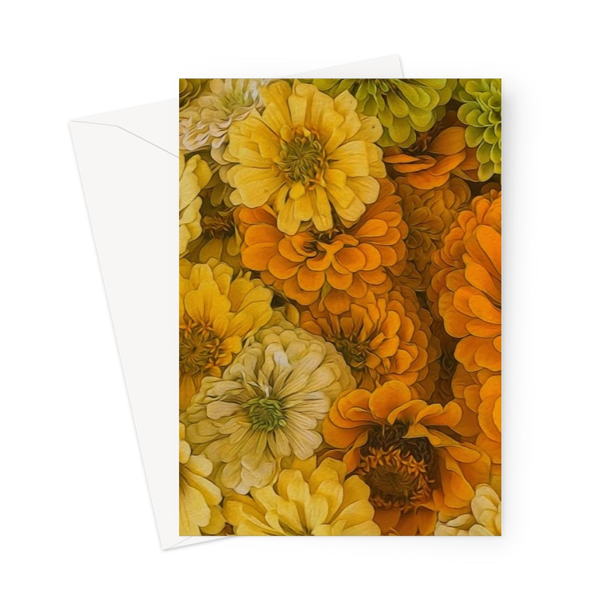 Yellow Zinnias Greeting Card