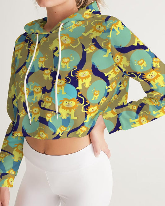 Lion Pattern Women's Cropped Hoodie