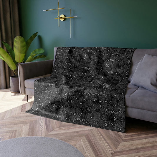 Black Roses Crushed Velvet Blanket