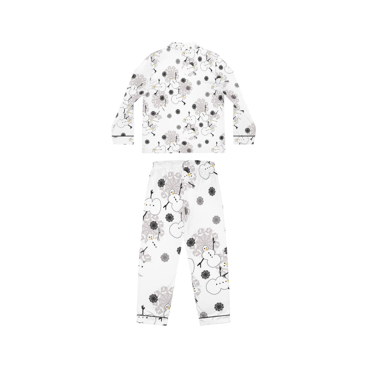 Snowman Pattern Women's Satin Pajamas (AOP)