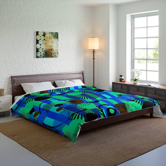 Blue Green Stripes Dots Comforter