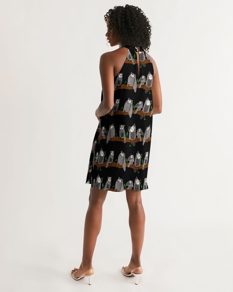 Owls Pattern Women's Halter Dress