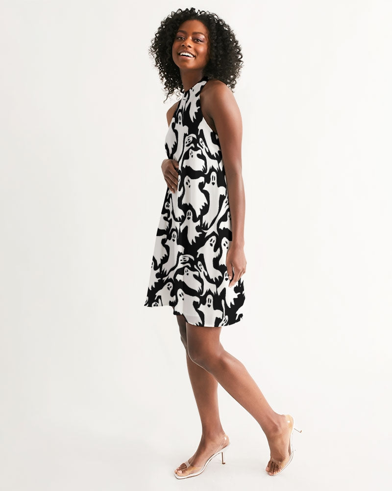 Ghosts Pattern Women's Halter Dress