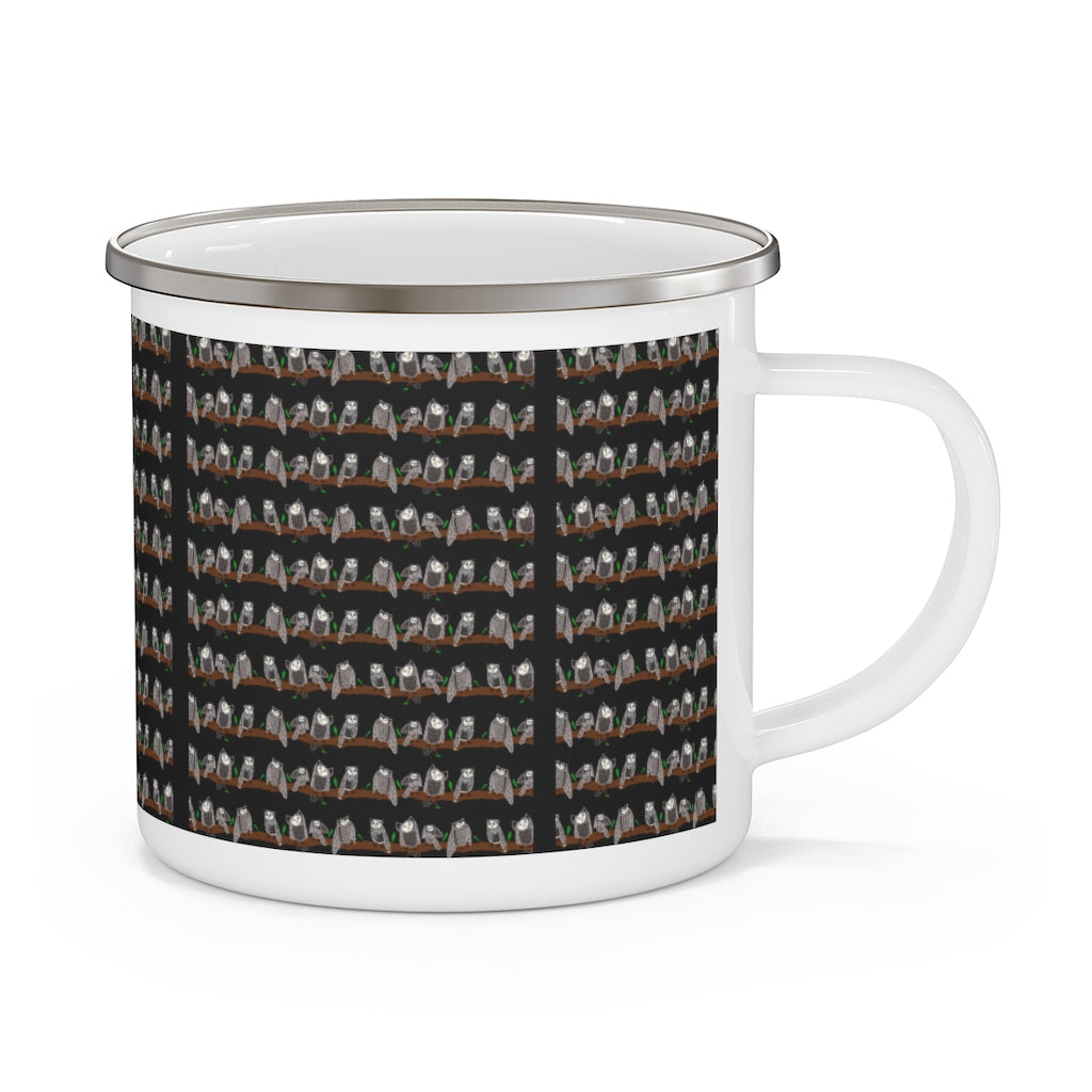 Cute Owl Pattern Enamel Camping Mug
