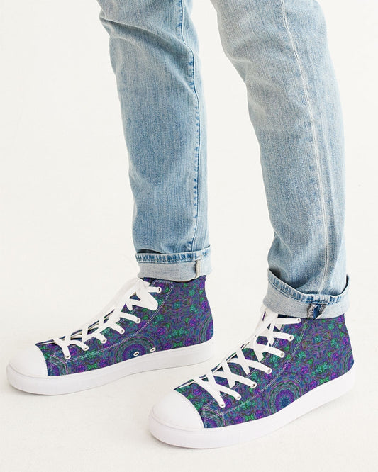 Blue Green Purple Kaleidoscope Men's Hightop Canvas Shoe