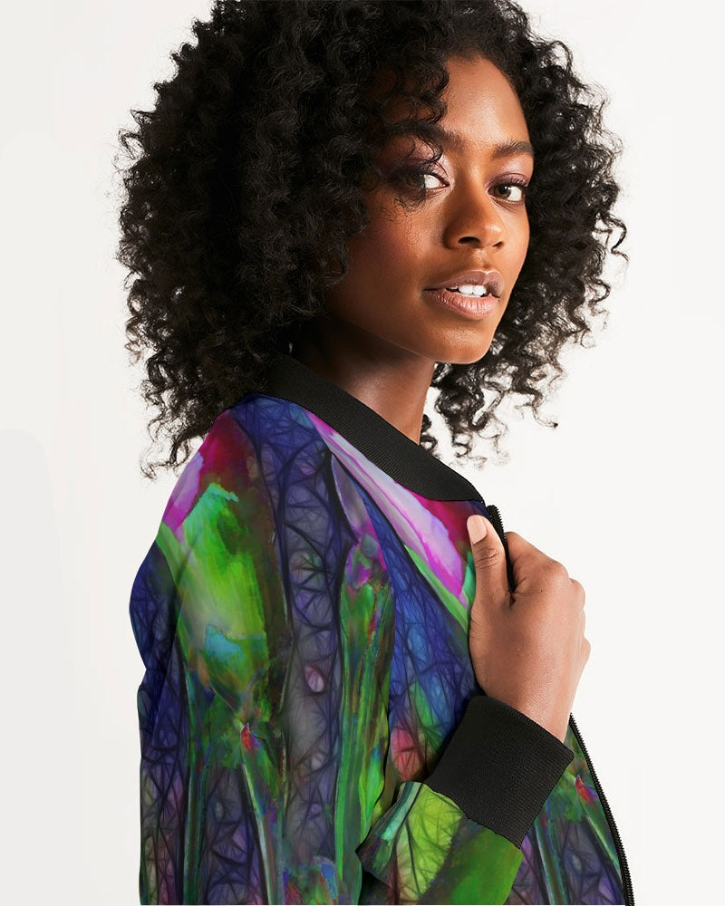 Abstract Pink Carnations Women's Bomber Jacket