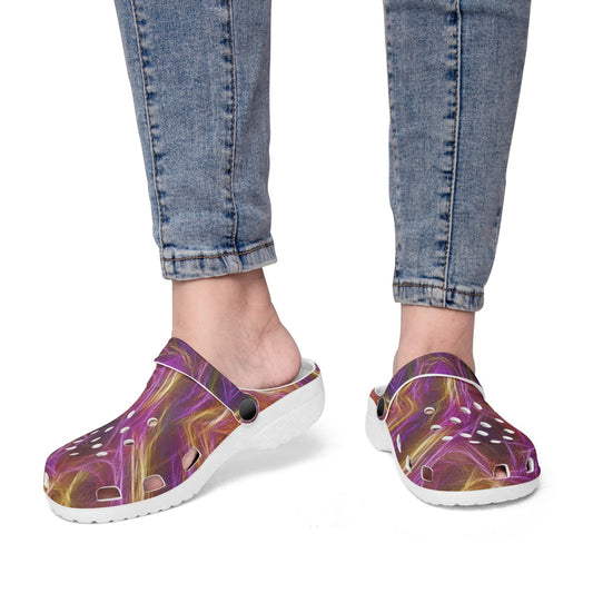 Orange and Purple Kaleidoscope 413. All Over Printed Clogs