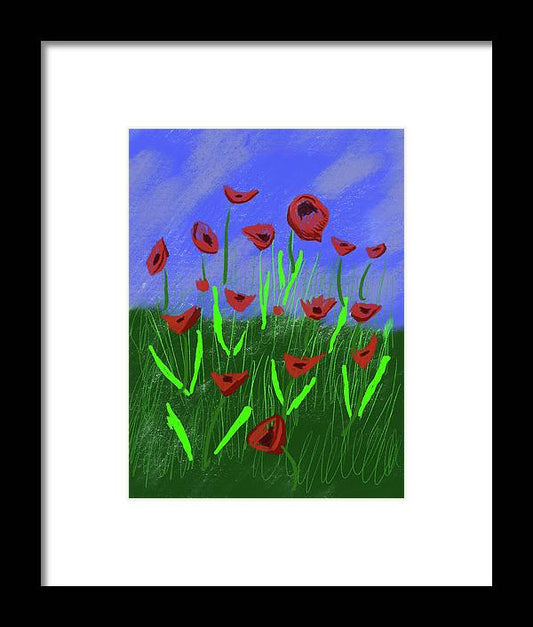 Field Of Poppies - Framed Print