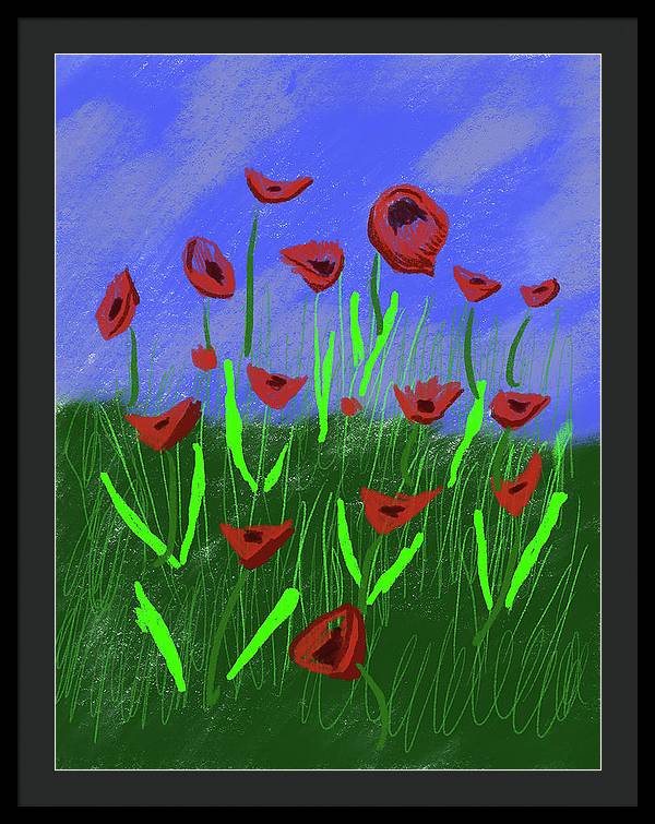 Field Of Poppies - Framed Print